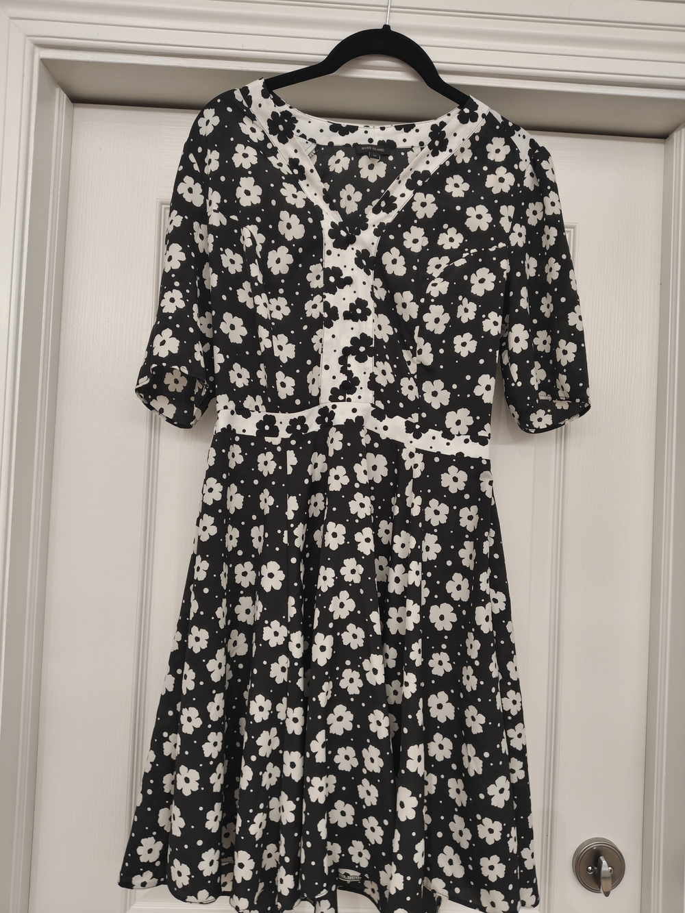 River Island Black and White Floral Midi Dress